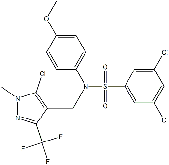 3,5-dichloro-N-{[5-chloro-1-methyl-3-(trifluoromethyl)-1H-pyrazol-4-yl]methyl}-N-(4-methoxyphenyl)benzenesulfonamide Struktur