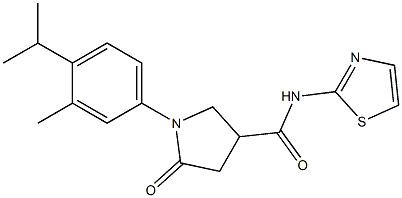 1-(4-isopropyl-3-methylphenyl)-5-oxo-N-(1,3-thiazol-2-yl)-3-pyrrolidinecarboxamide Struktur