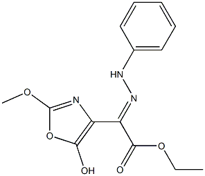 ethyl 2-(5-hydroxy-2-methoxy-1,3-oxazol-4-yl)-2-(2-phenylhydrazono)acetate Struktur