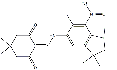 5,5-dimethyl-2-[2-(1,1,3,3,6-pentamethyl-7-nitro-2,3-dihydro-1H-inden-5-yl)hydrazono]cyclohexane-1,3-dione Struktur