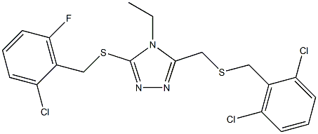 3-[(2-chloro-6-fluorobenzyl)sulfanyl]-5-{[(2,6-dichlorobenzyl)sulfanyl]methyl}-4-ethyl-4H-1,2,4-triazole Struktur