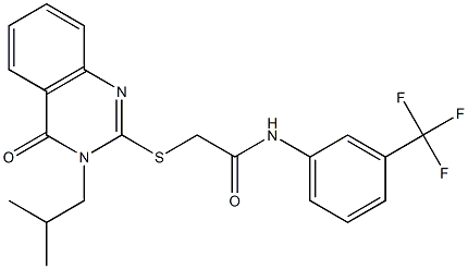 N1-[3-(trifluoromethyl)phenyl]-2-[(3-isobutyl-4-oxo-3,4-dihydroquinazolin-2-yl)thio]acetamide Struktur