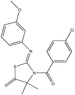 (4-chlorophenyl){2-[(3-methoxyphenyl)imino]-4,4-dimethyl-5-methylidene-1,3-thiazolan-3-yl}methanone Struktur