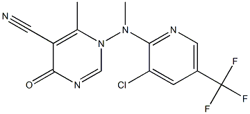 1-[[3-chloro-5-(trifluoromethyl)-2-pyridinyl](methyl)amino]-6-methyl-4-oxo-1,4-dihydro-5-pyrimidinecarbonitrile Struktur