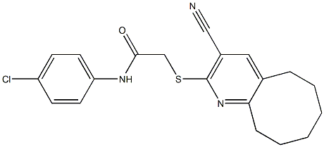 N-(4-chlorophenyl)-2-[(3-cyano-5,6,7,8,9,10-hexahydrocycloocta[b]pyridin-2-yl)sulfanyl]acetamide Struktur