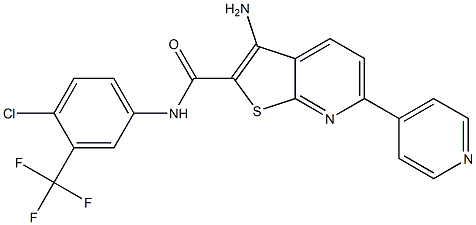 3-amino-N-[4-chloro-3-(trifluoromethyl)phenyl]-6-(4-pyridinyl)thieno[2,3-b]pyridine-2-carboxamide Struktur