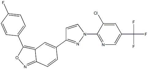 5-{1-[3-chloro-5-(trifluoromethyl)-2-pyridinyl]-1H-pyrazol-3-yl}-3-(4-fluorophenyl)-2,1-benzisoxazole Struktur