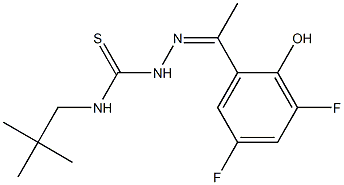 N1-neopentyl-2-[1-(3,5-difluoro-2-hydroxyphenyl)ethylidene]hydrazine-1-carbothioamide Struktur