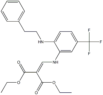 diethyl 2-{[2-(phenethylamino)-5-(trifluoromethyl)anilino]methylidene}malonate Struktur