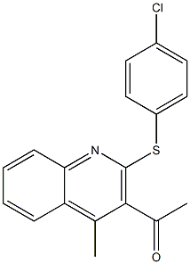 1-{2-[(4-chlorophenyl)sulfanyl]-4-methyl-3-quinolinyl}-1-ethanone Struktur