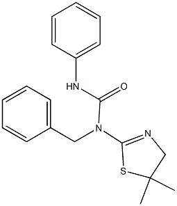 N-benzyl-N-(5,5-dimethyl-4,5-dihydro-1,3-thiazol-2-yl)-N'-phenylurea Struktur