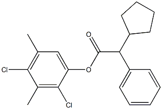 2,4-dichloro-3,5-dimethylphenyl 2-cyclopentyl-2-phenylacetate Struktur