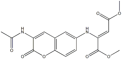 dimethyl 2-{[3-(acetylamino)-2-oxo-2H-chromen-6-yl]amino}but-2-enedioate Struktur