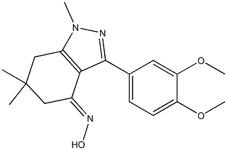 3-(3,4-dimethoxyphenyl)-1,6,6-trimethyl-1,5,6,7-tetrahydro-4H-indazol-4-one oxime Struktur