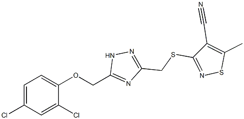 3-[({5-[(2,4-dichlorophenoxy)methyl]-1H-1,2,4-triazol-3-yl}methyl)sulfanyl]-5-methyl-4-isothiazolecarbonitrile Struktur