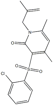 3-[(2-chlorophenyl)sulfonyl]-4,6-dimethyl-1-(2-methyl-2-propenyl)-2(1H)-pyridinone Struktur