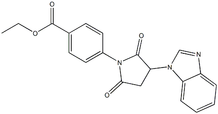 ethyl 4-[3-(1H-benzo[d]imidazol-1-yl)-2,5-dioxotetrahydro-1H-pyrrol-1-yl]benzoate Struktur