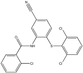 2-chloro-N-{5-cyano-2-[(2,6-dichlorophenyl)sulfanyl]phenyl}benzenecarboxamide Struktur