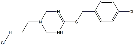 6-[(4-chlorobenzyl)thio]-3-ethyl-1,2,3,4-tetrahydro-1,3,5-triazine hydrochloride Struktur