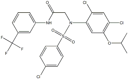 2-(N-(4-chlorophenylsulfonyl)-2,4-dichloro-5-isopropoxyphenylamino)-N-(3-trifluoromethylphenyl)acetamide.... Struktur