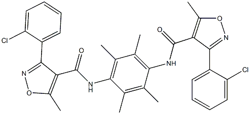 N4-[4-({[3-(2-chlorophenyl)-5-methyl-4-isoxazolyl]carbonyl}amino)-2,3,5,6-tetramethylphenyl]-3-(2-chlorophenyl)-5-methyl-4-isoxazolecarboxamide Struktur