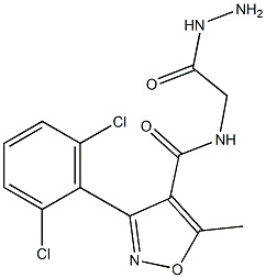 N4-(2-hydrazino-2-oxoethyl)-3-(2,6-dichlorophenyl)-5-methylisoxazole-4-carboxamide Struktur