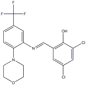 2,4-dichloro-6-({[2-morpholino-5-(trifluoromethyl)phenyl]imino}methyl)phenol Struktur