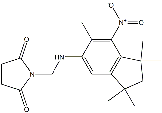 1-{[(1,1,3,3,6-pentamethyl-7-nitro-2,3-dihydro-1H-inden-5-yl)amino]methyl}pyrrolidine-2,5-dione Struktur