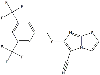 6-{[3,5-bis(trifluoromethyl)benzyl]sulfanyl}imidazo[2,1-b][1,3]thiazole-5-carbonitrile Struktur