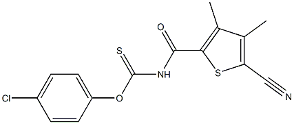 4-chlorophenyl {[(5-cyano-3,4-dimethyl-2-thienyl)carbonyl]amino}methanethioate Struktur