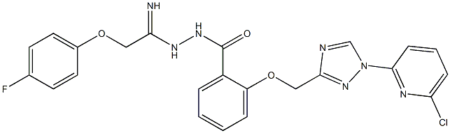 2-{[1-(6-chloro-2-pyridinyl)-1H-1,2,4-triazol-3-yl]methoxy}-N'-[2-(4-fluorophenoxy)ethanimidoyl]benzenecarbohydrazide Struktur