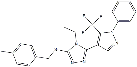 4-ethyl-3-[(4-methylbenzyl)sulfanyl]-5-[1-phenyl-5-(trifluoromethyl)-1H-pyrazol-4-yl]-4H-1,2,4-triazole Struktur