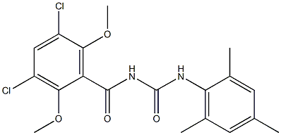 N-(3,5-dichloro-2,6-dimethoxybenzoyl)-N'-mesitylurea Struktur