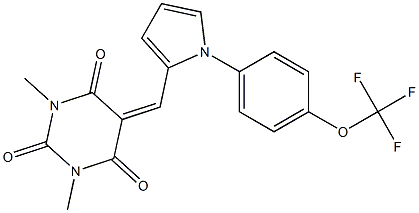 1,3-dimethyl-5-({1-[4-(trifluoromethoxy)phenyl]-1H-pyrrol-2-yl}methylene)-2,4,6(1H,3H,5H)-pyrimidinetrione Struktur