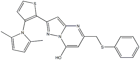 2-[3-(2,5-dimethyl-1H-pyrrol-1-yl)-2-thienyl]-5-[(phenylsulfanyl)methyl]pyrazolo[1,5-a]pyrimidin-7-ol Struktur