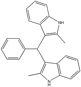 2-methyl-3-[(2-methyl-1H-indol-3-yl)(phenyl)methyl]-1H-indole Struktur