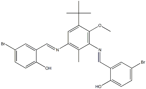 4-bromo-2-({[3-[(5-bromo-2-hydroxybenzylidene)amino]-5-(tert-butyl)-6-methoxy-2-methylphenyl]imino}methyl)phenol Struktur