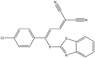 2-[3-(1,3-benzothiazol-2-ylthio)-3-(4-chlorophenyl)prop-2-enylidene]malononitrile Struktur