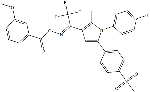 1-(4-fluorophenyl)-2-methyl-5-[4-(methylsulfonyl)phenyl]-3-{2,2,2-trifluoro[(3-methoxybenzoyl)oxy]ethanimidoyl}-1H-pyrrole Struktur