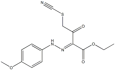 ethyl 2-[2-(4-methoxyphenyl)hydrazono]-3-oxo-4-thiocyanatobutanoate Struktur