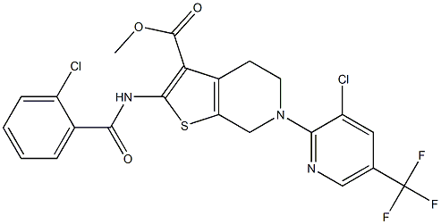 methyl 2-[(2-chlorobenzoyl)amino]-6-[3-chloro-5-(trifluoromethyl)-2-pyridinyl]-4,5,6,7-tetrahydrothieno[2,3-c]pyridine-3-carboxylate Struktur