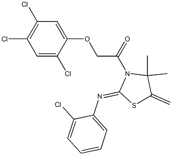 1-{2-[(2-chlorophenyl)imino]-4,4-dimethyl-5-methylidene-1,3-thiazolan-3-yl}-2-(2,4,5-trichlorophenoxy)ethan-1-one Struktur