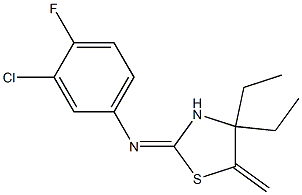 N1-(4,4-diethyl-5-methylidene-1,3-thiazolan-2-yliden)-3-chloro-4-fluoroaniline Struktur