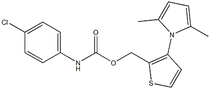 [3-(2,5-dimethyl-1H-pyrrol-1-yl)-2-thienyl]methyl N-(4-chlorophenyl)carbamate Struktur