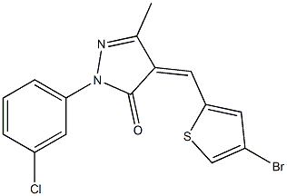 4-[(4-bromo-2-thienyl)methylidene]-1-(3-chlorophenyl)-3-methyl-4,5-dihydro-1H-pyrazol-5-one Struktur