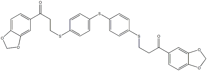 1-(1,3-benzodioxol-5-yl)-3-({4-[(4-{[3-(1,3-benzodioxol-5-yl)-3-oxopropyl]sulfanyl}phenyl)sulfanyl]phenyl}sulfanyl)-1-propanone Struktur