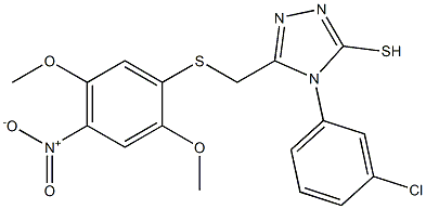 4-(3-chlorophenyl)-5-{[(2,5-dimethoxy-4-nitrophenyl)thio]methyl}-4H-1,2,4-triazole-3-thiol Struktur