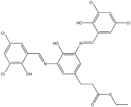 ethyl 3-{3,5-di[(3,5-dichloro-2-hydroxybenzylidene)amino]-4-hydroxyphenyl}propanoate Struktur