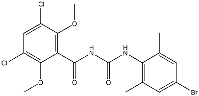 N-(4-bromo-2,6-dimethylphenyl)-N'-(3,5-dichloro-2,6-dimethoxybenzoyl)urea Struktur