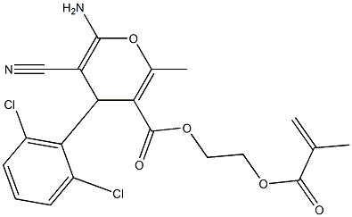 2-(methacryloyloxy)ethyl 6-amino-5-cyano-4-(2,6-dichlorophenyl)-2-methyl-4H-pyran-3-carboxylate Struktur